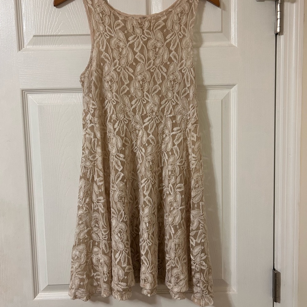 Free People cream lace mini dress